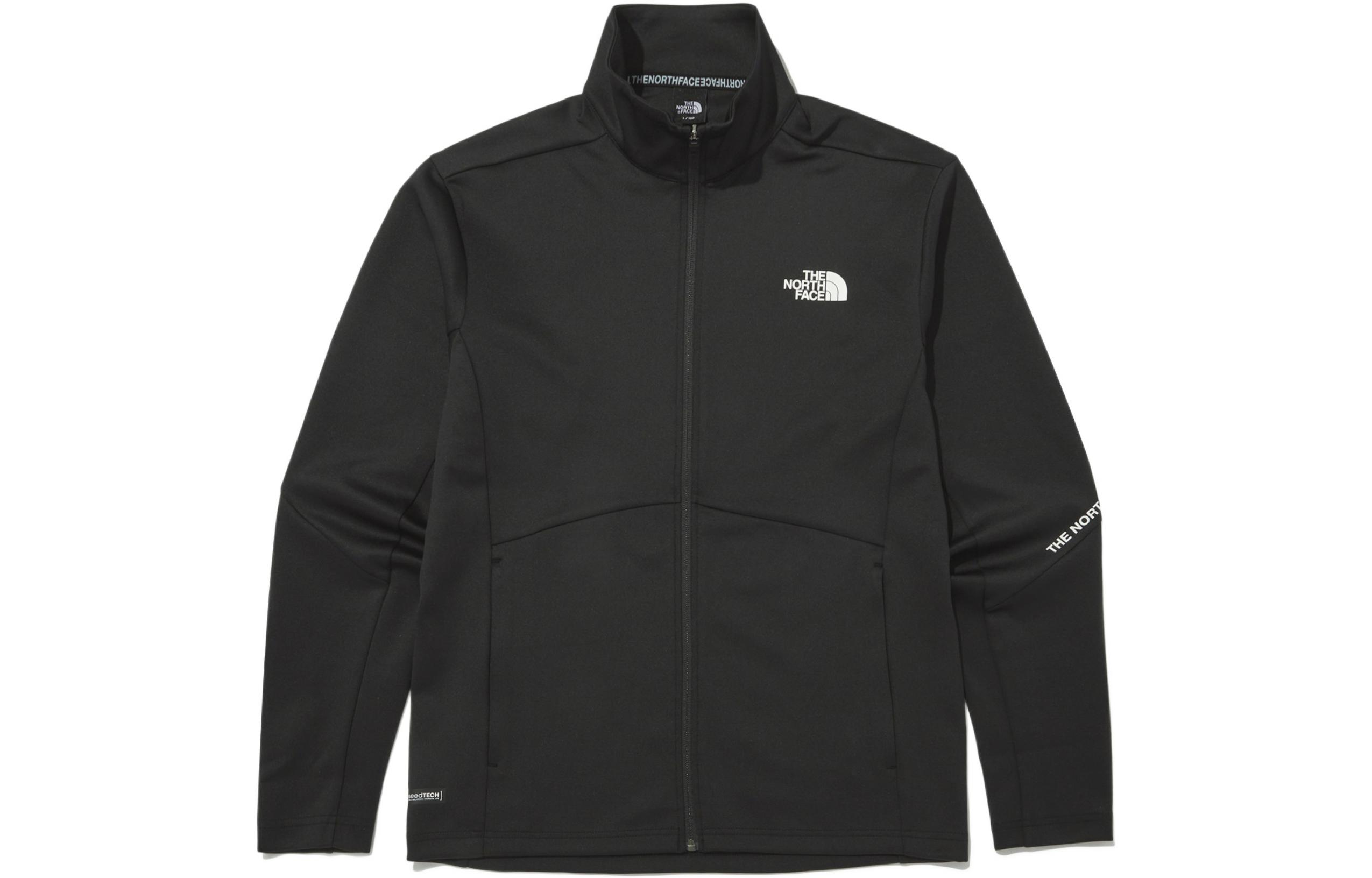 TNF Black Logo Embroidered Zip-Up Jacket with Stand Collar NJ5JN70A