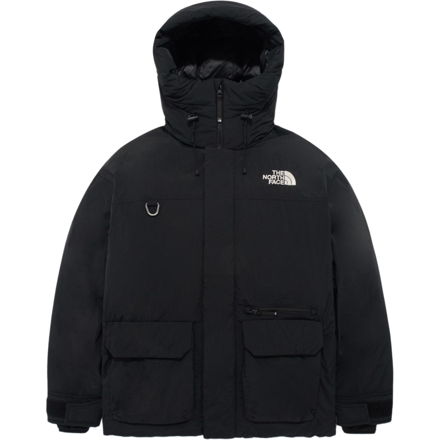 TNF Black Logo Multi-Pocket Down Hoodie Jacket Unisex NJ1DQ64A