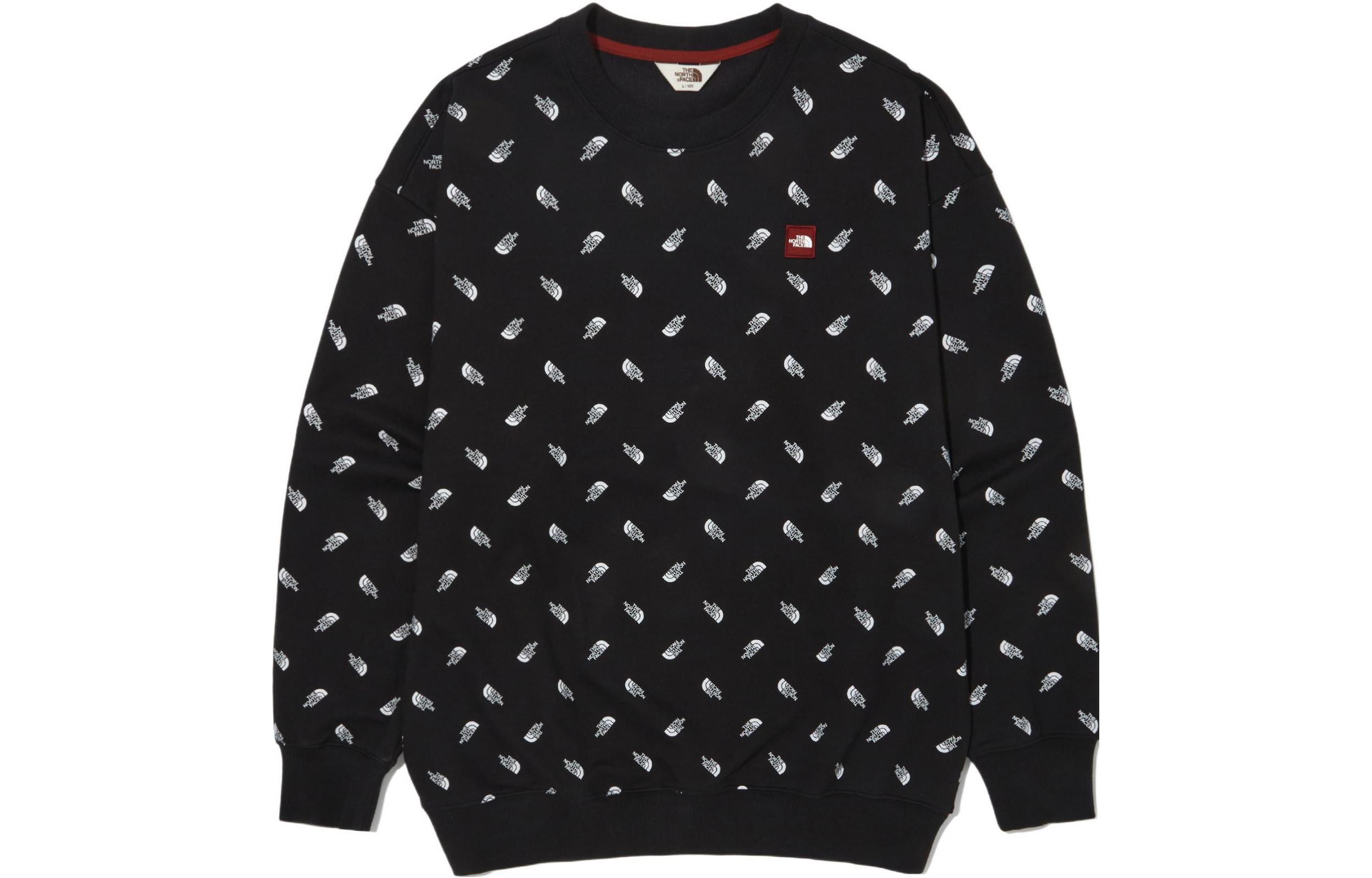 TNF Black Logo Print Crewneck Sweatshirt Long Sleeve NM5MN02O