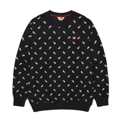 TNF Black Logo Print Crewneck Sweatshirt Long Sleeve NM5MN02O
