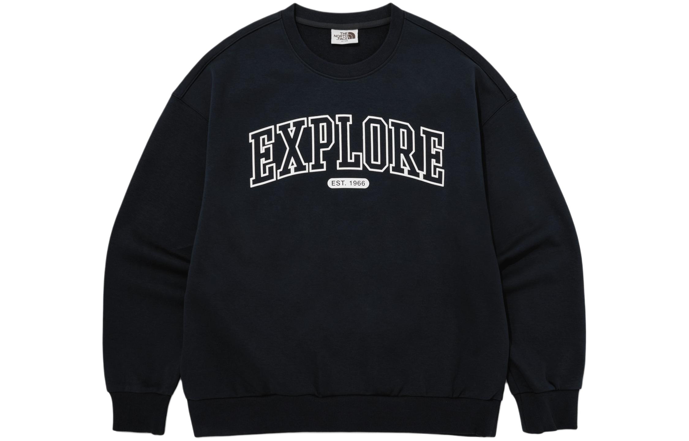 TNF Black Logo Print Crewneck Sweatshirt Unisex NM5MQ02J