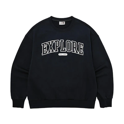 TNF Black Logo Print Crewneck Sweatshirt Unisex NM5MQ02J