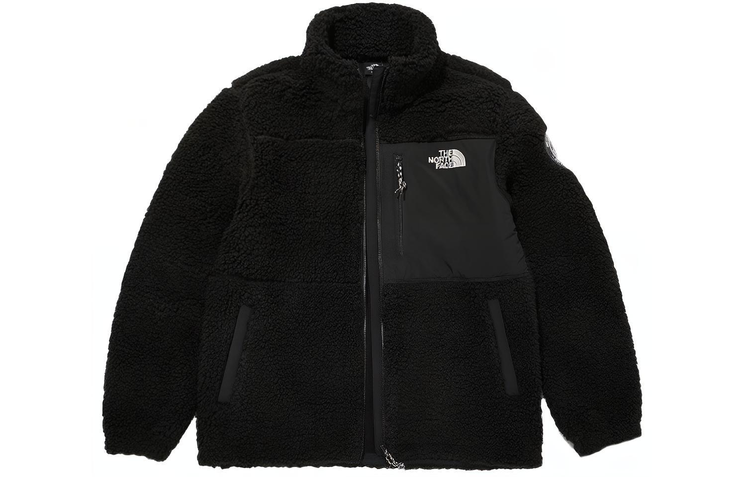 The North Face Black Logo Print Fleece Jacket with Multi-Pocket Design NJ4FM56D