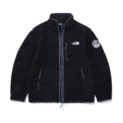 TNF Black Logo Print Fleece Jacket with Stand Collar NJ4FN56C
