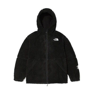 TNF Black Logo Print Fleece Zip Hoodie Jacket Unisex NJ4FM57J