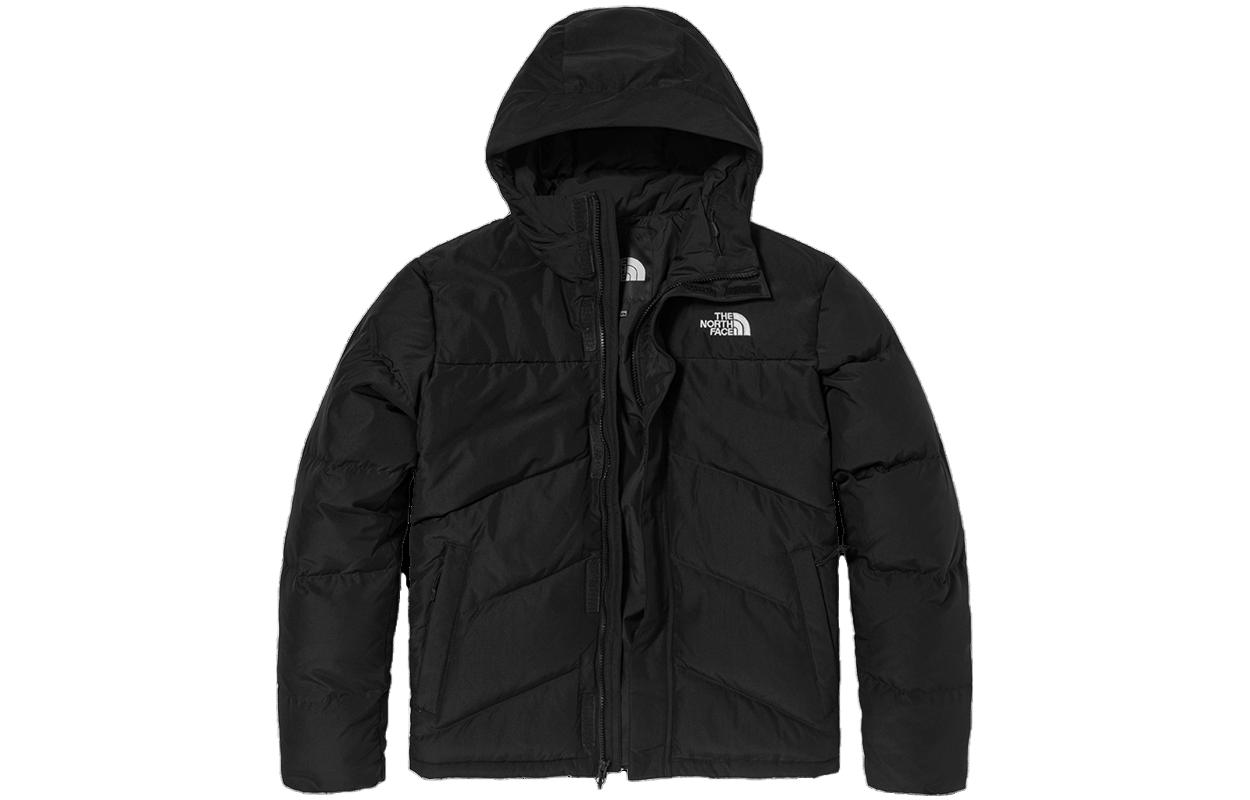 TNF Black Logo Print Hooded Puffer Jacket NF0A4NEN-JK3