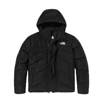 TNF Black Logo Print Hooded Puffer Jacket NF0A4NEN-JK3