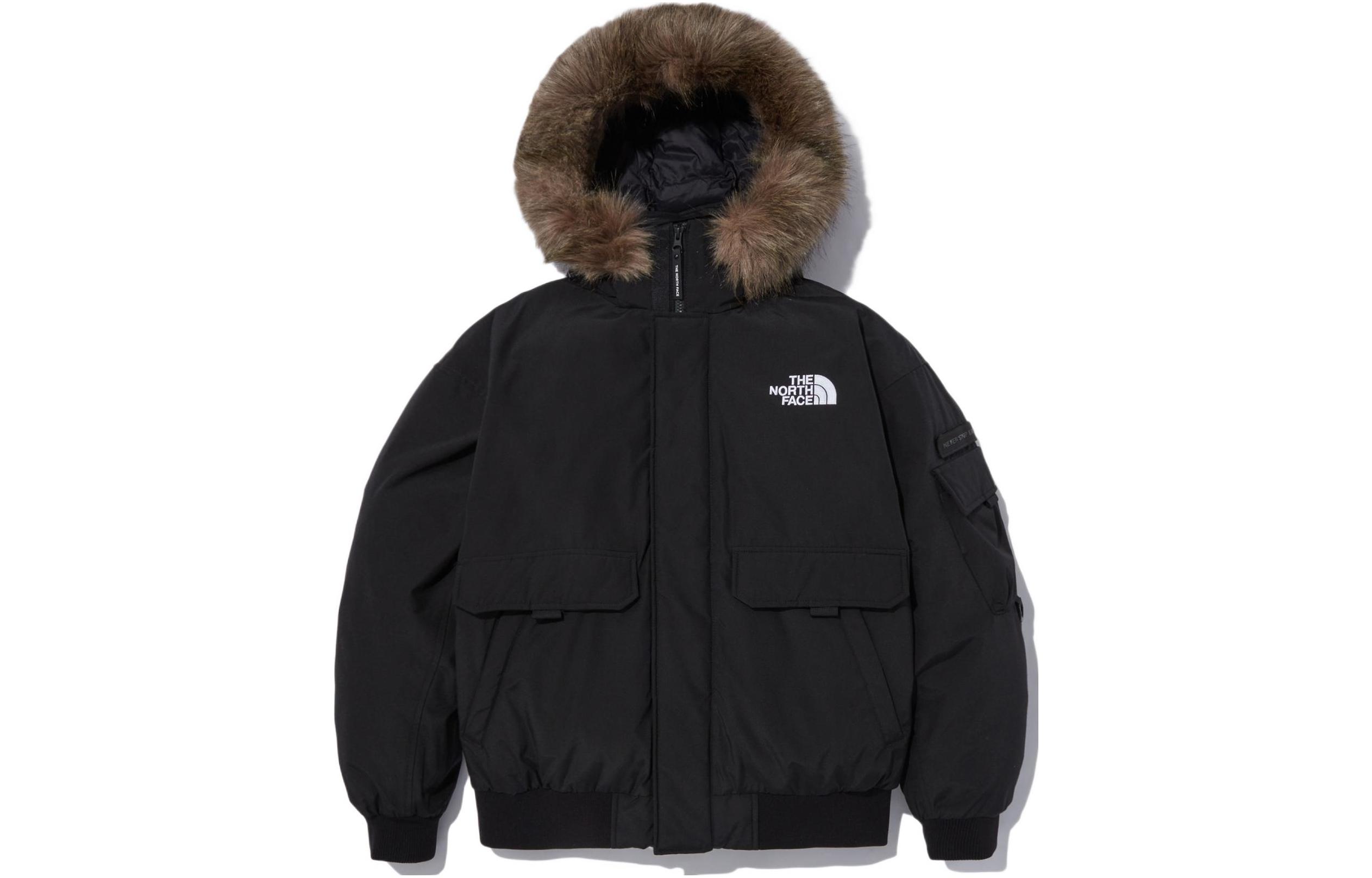 TNF Black Logo Print Hooded Waterproof Down Jacket NJ1DN86A