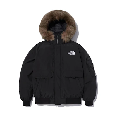 TNF Black Logo Print Hooded Waterproof Down Jacket NJ1DN86A
