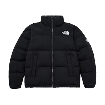 TNF Black Logo Print Puffer Jacket Unisex Warm Loose Fit. ND92351R