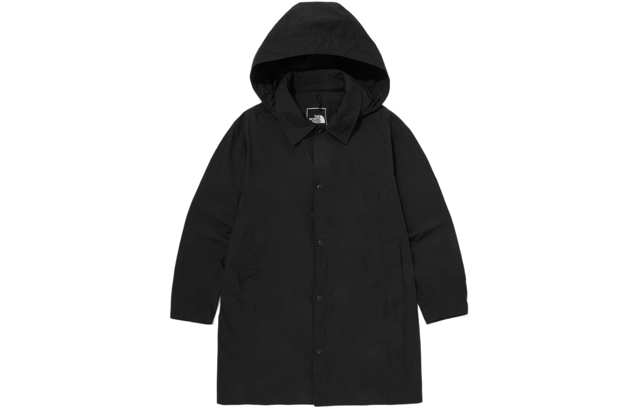 TNF Black Logo Printed Hooded Mid-Length Jacket NC3BQ11A