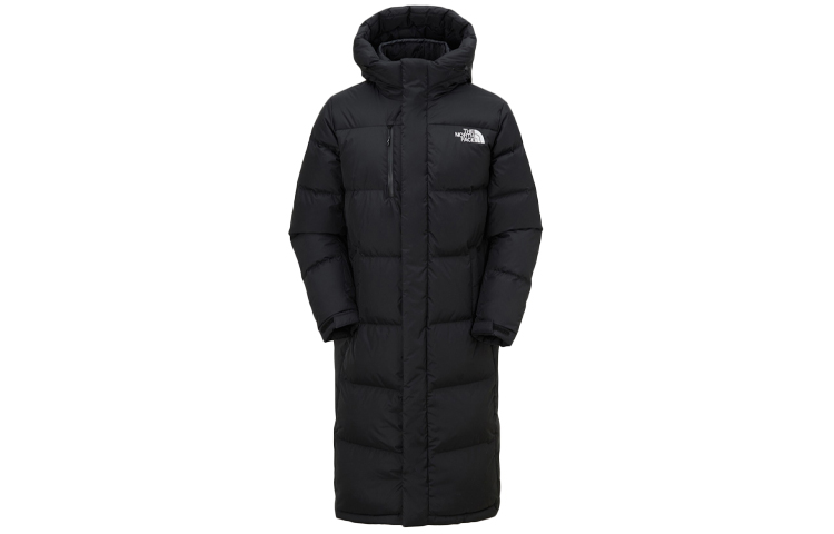 TNF Black Long Down Puffer Jacket with Zip & Hood Unisex Winter NC1DN00A
