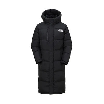 TNF Black Long Down Puffer Jacket with Zip & Hood Unisex Winter NC1DN00A