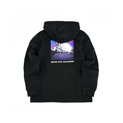 TNF Black Mountain Print Pullover Hoodie Unisex Outdoor Warm Gear NF0A86Q2-JK3