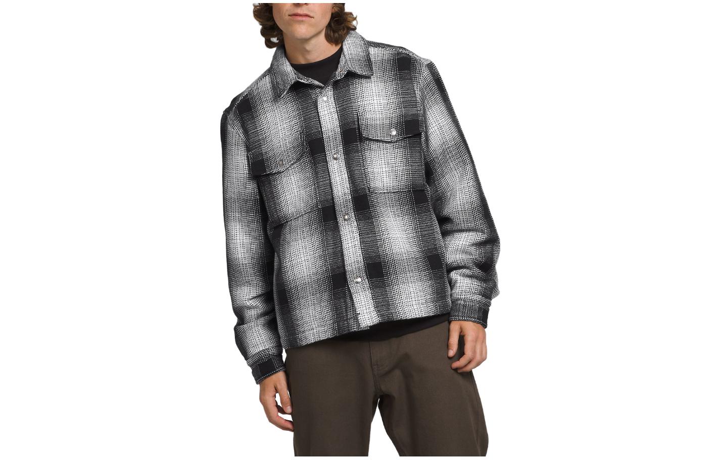 TNF Black Plaid Collar Long Sleeve Workwear Jacket NF0A8323-O1Q