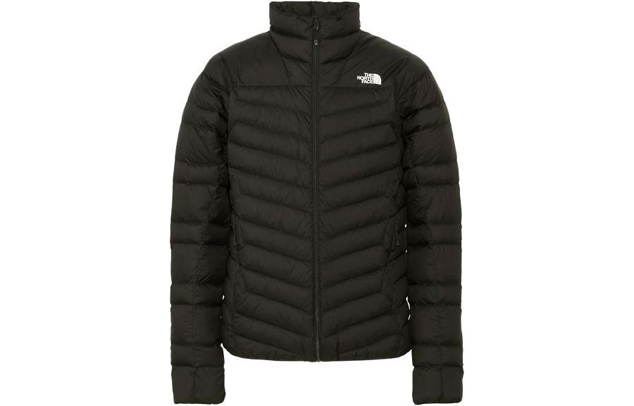 The North Face Black Puffer Jacket with Logo Print and High Collar NY82312-K