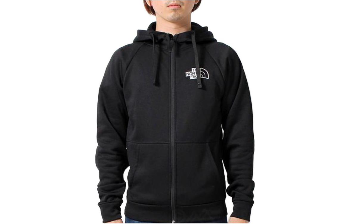 TNF Black Solid Color Hooded Letter Print Jacket TNF-5G9Q