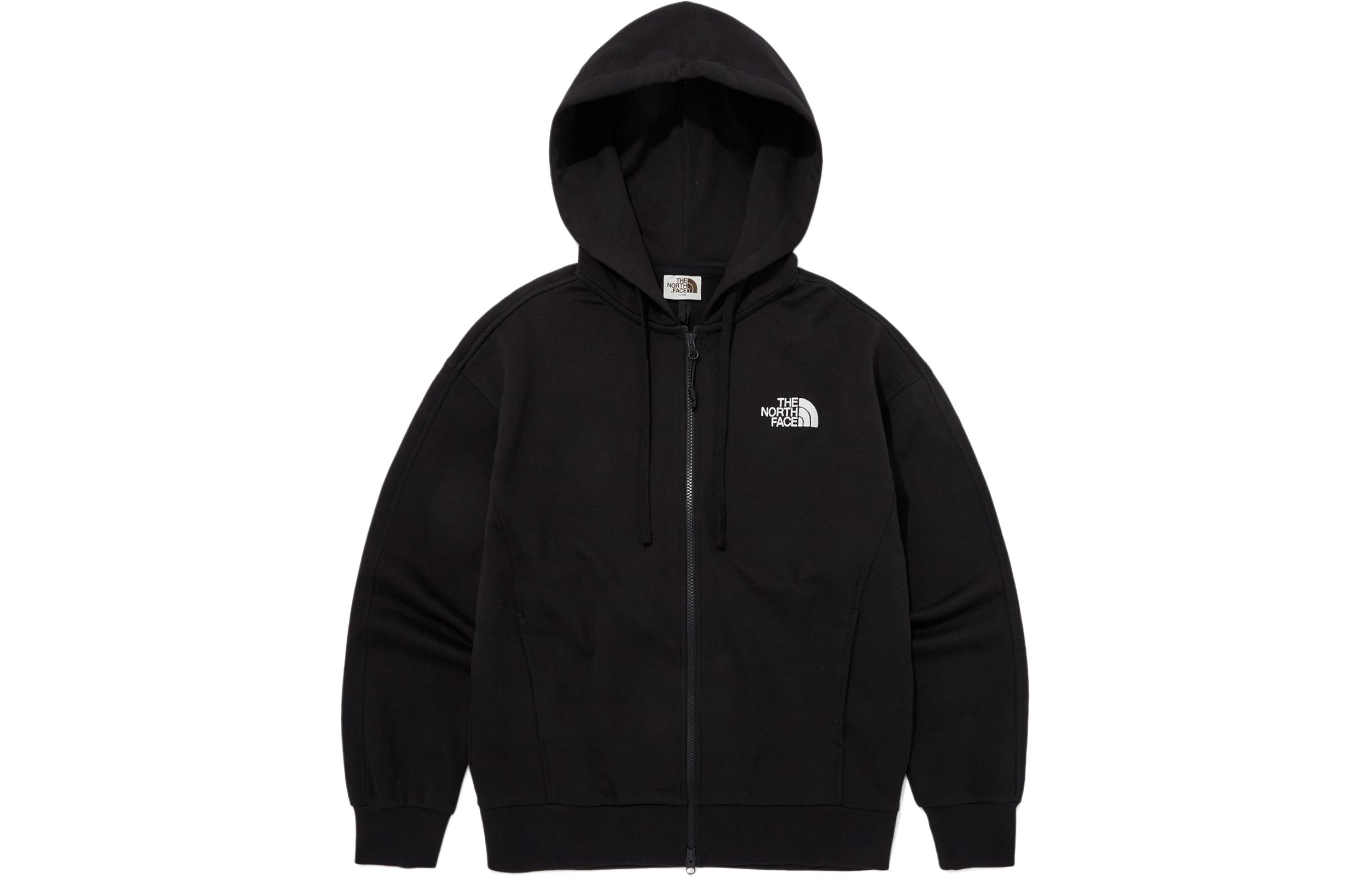 TNF Black Solid Color Zip-Up Hoodie Unisex NJ5JQ01K