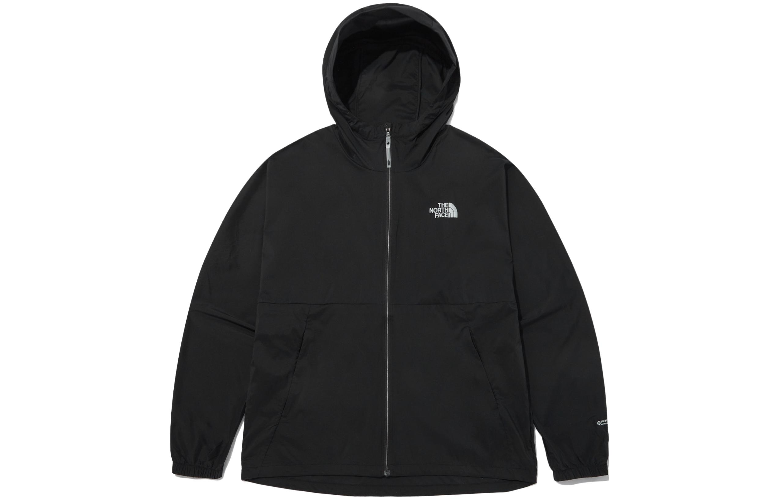 TNF Black Solid Letter Print Long-Sleeve Hoodie Jacket NJ3LP05A