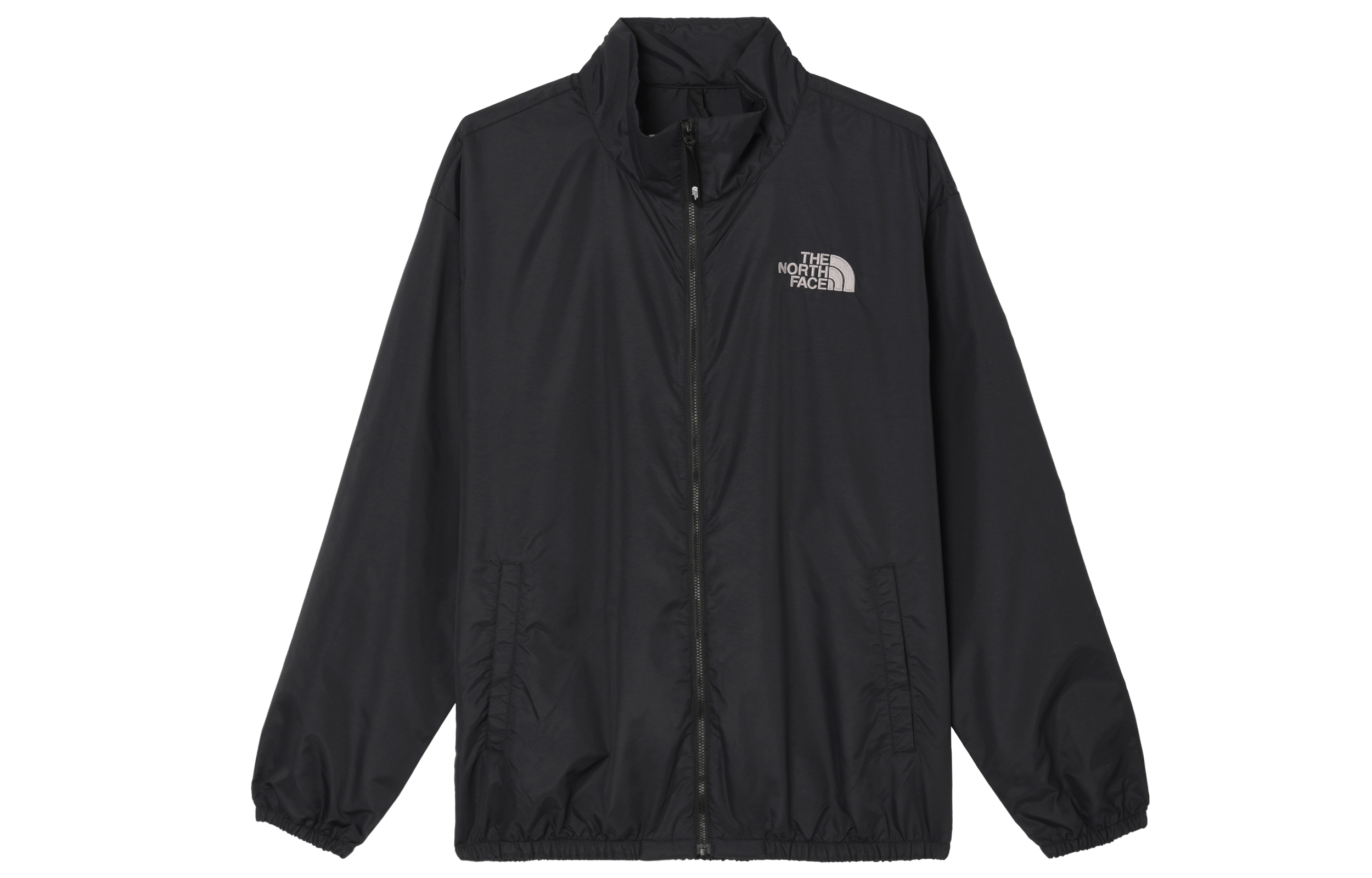 The North Face Black Solid Logo Embroidered Zip-Up Jacket Unisex NI3BP74N