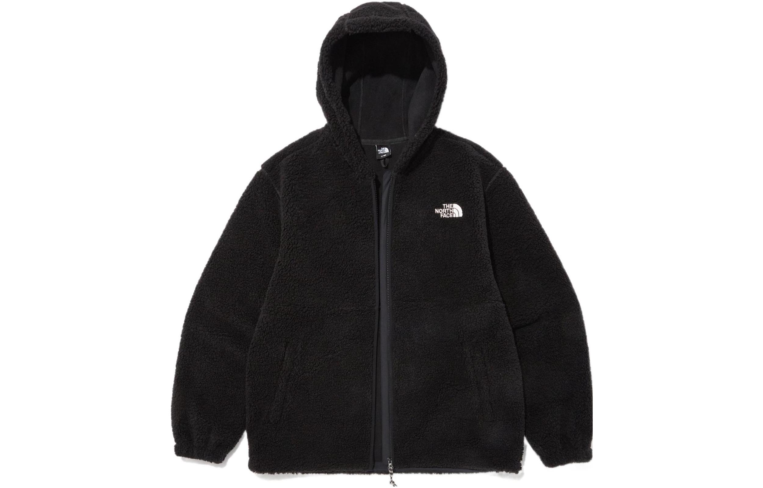 TNF Black Solid Logo Embroidered Zip Hoodie Jacket NJ4FN59B