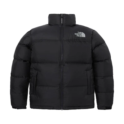 TNF Black Solid Logo Print Zip-Up Down Jacket NJ1DQ50J