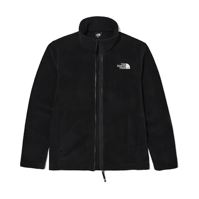 TNF Black Solid Stand Collar Zip Jacket with Logo Print NJ4FN01A