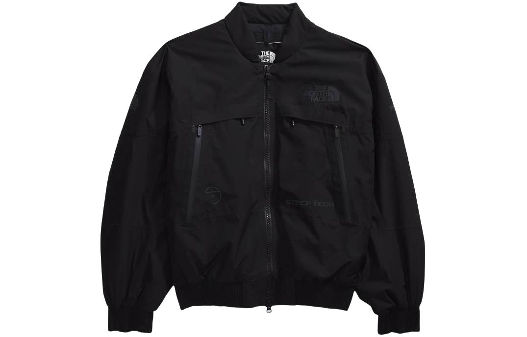 TNF Black Two-Tone Bomber Jacket with Baseball Collar NJ2PQ00A