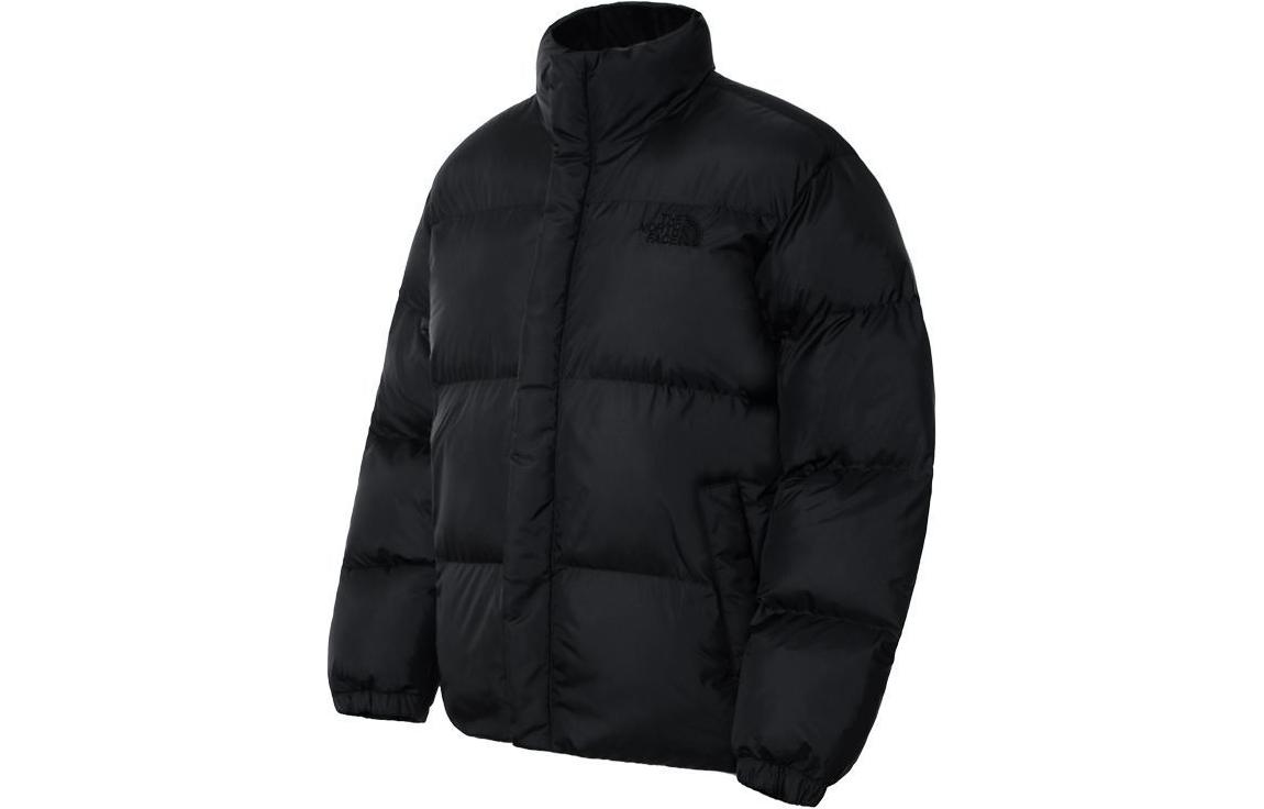 TNF Black Unisex Puffer Jacket with Zip-Up Collar for Outdoor Sports NI3NQ50J
