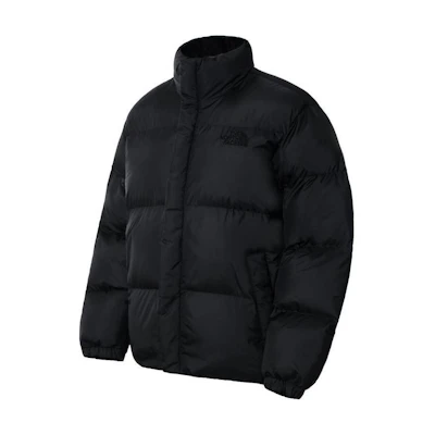 TNF Black Unisex Puffer Jacket with Zip-Up Collar for Outdoor Sports NI3NQ50J
