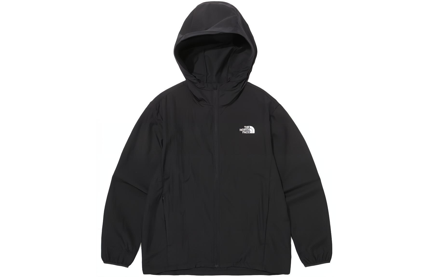 TNF Black Waterproof Letter Print Zip Hoodie Jacket Unisex NJ3LQ10A