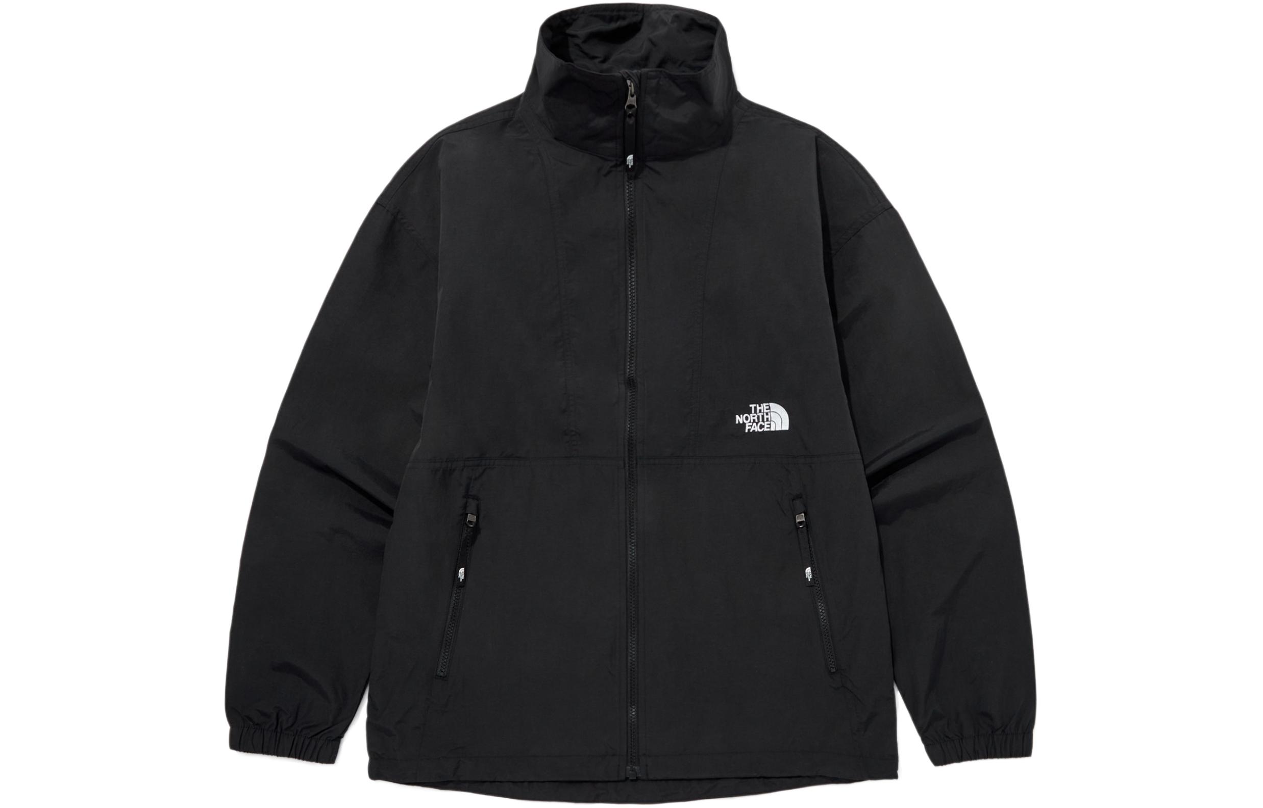 TNF Black Waterproof Zip Jacket with Logo and Side Pockets NJ3BQ05A