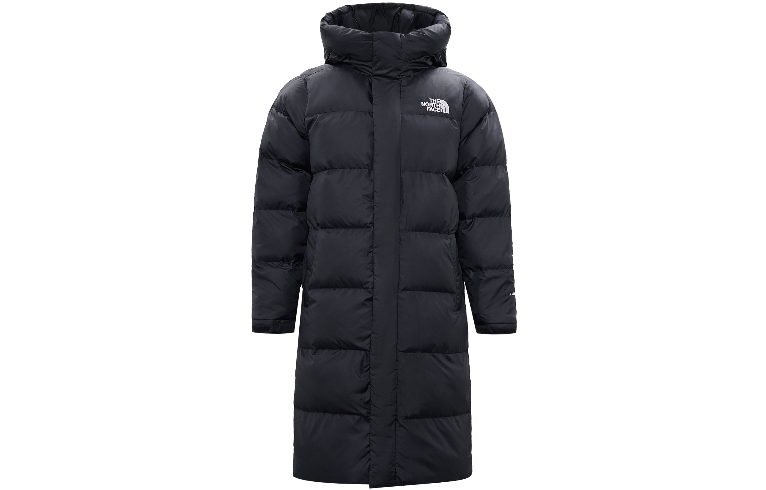 The North Face Black Zip-Up Long Down Puffer Jacket with Logo NI3NN57J