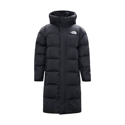 TNF Black Zip-Up Long Down Puffer Jacket with Logo NI3NN57J