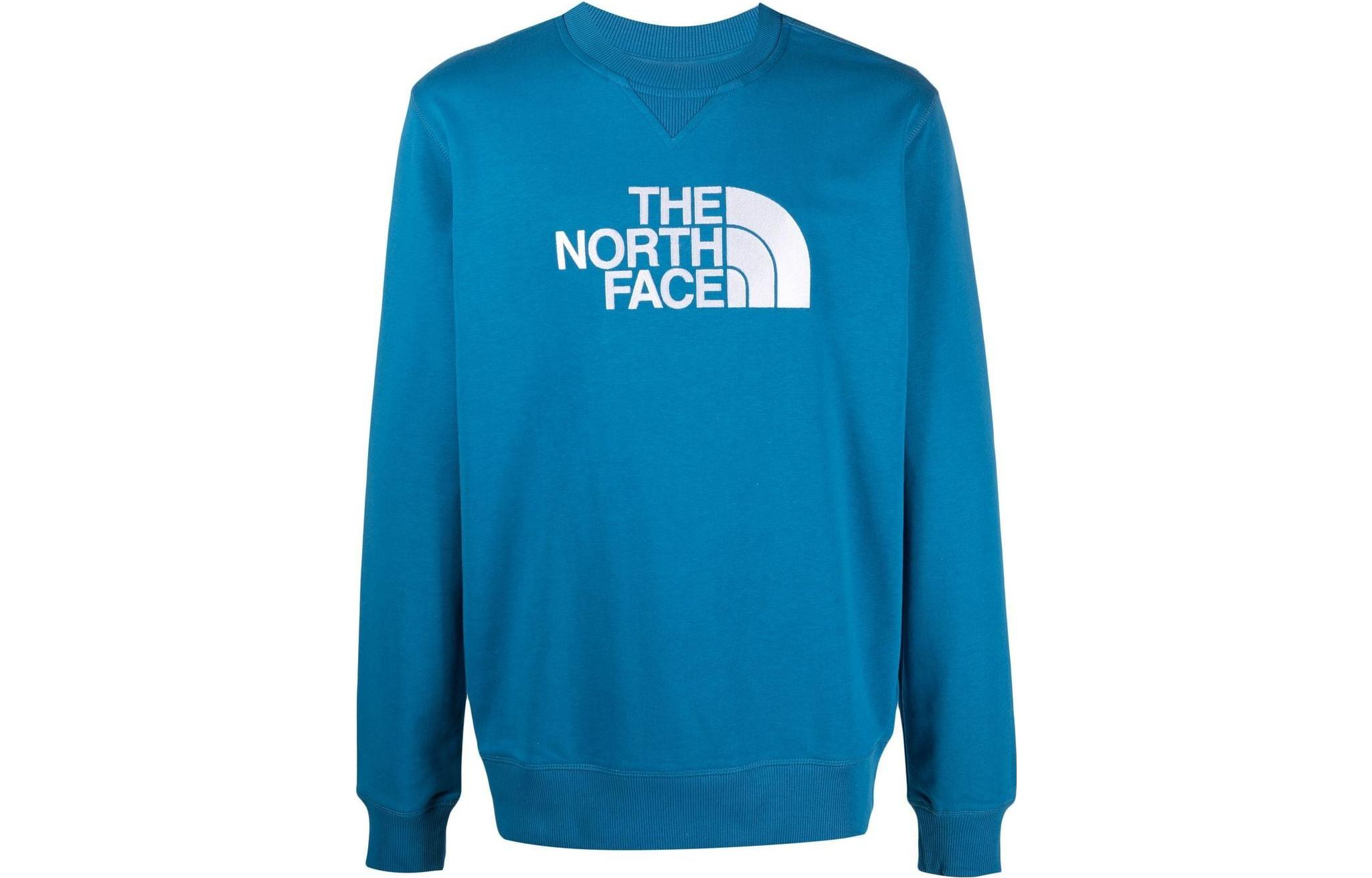 TNF Blue Crewneck Sweatshirt with Large Logo Print NF0A4T1E-M19