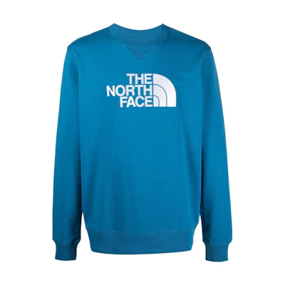 TNF Blue Crewneck Sweatshirt with Large Logo Print NF0A4T1E-M19
