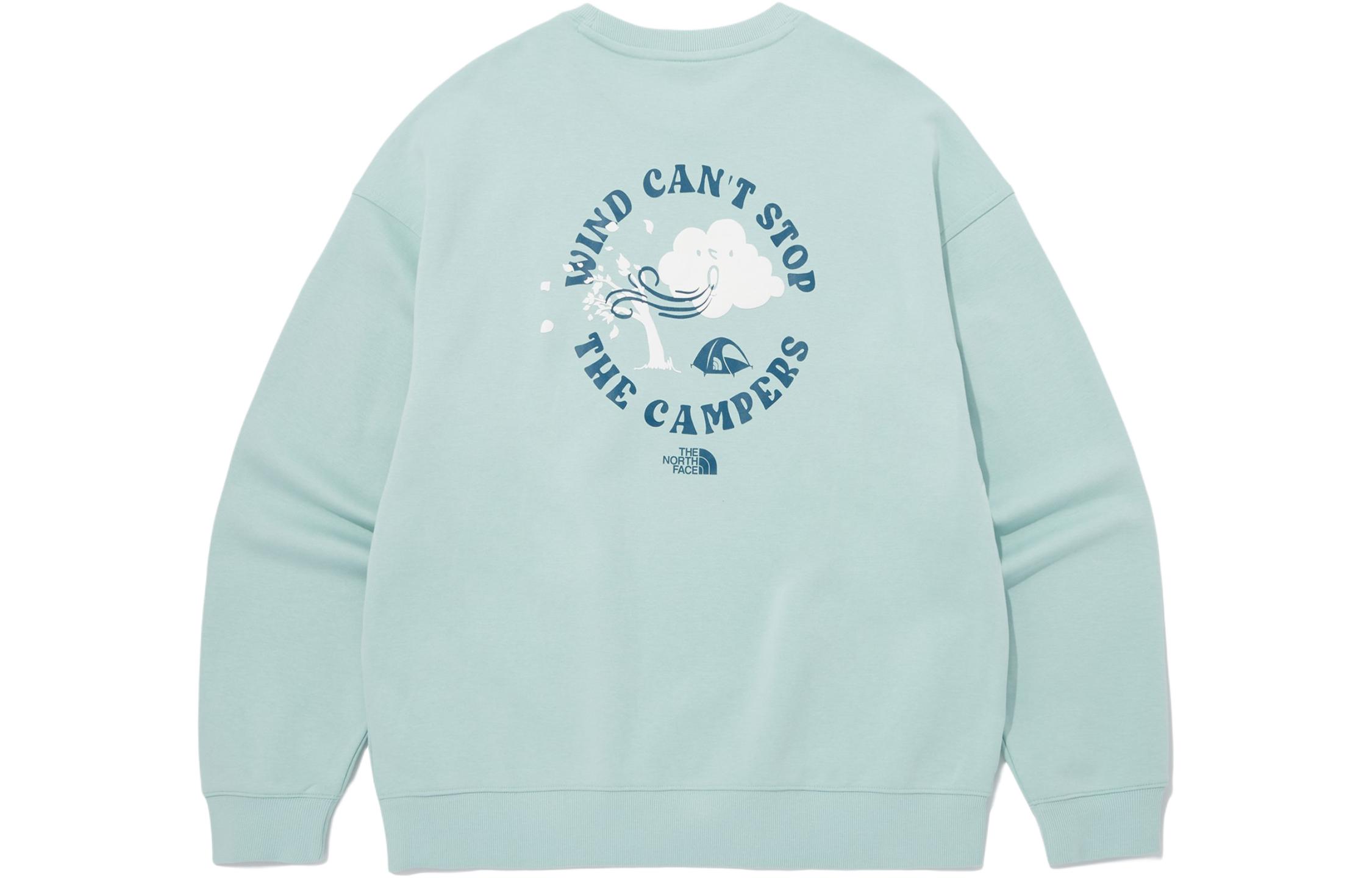 TNF Blue Crewneck Sweatshirt with Letter Graphic Print NM5MQ01D