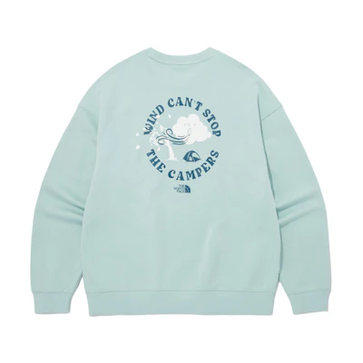 TNF Blue Crewneck Sweatshirt with Letter Graphic Print NM5MQ01D