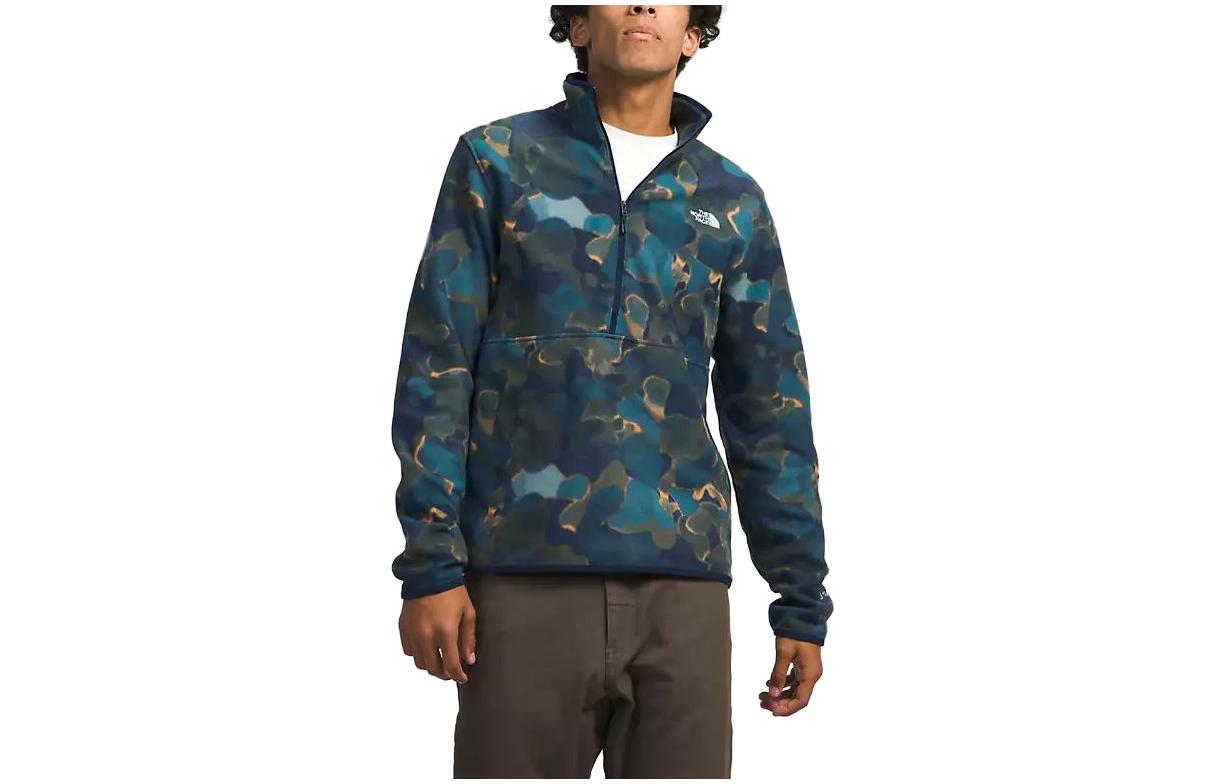 TNF Blue Full-Print Slim-Fit Long-Sleeve Sweatshirt NF0A7ZX7-OQ4