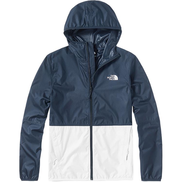 TNF Blue/Grey Logo Print Zip-Up Hoodie Jacket Long Sleeve NF0A4NEF-5TZ