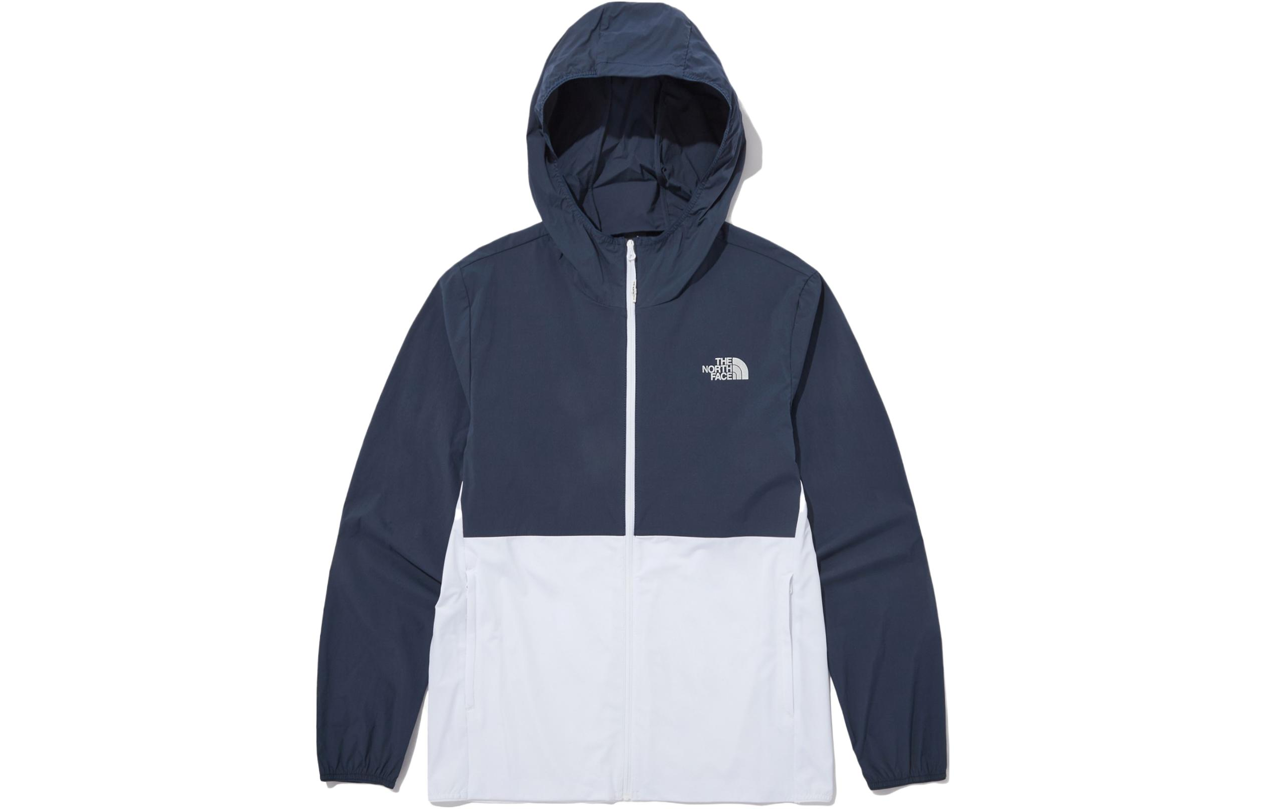 TNF Blue Hooded Zip-Up Patchwork Jacket NJ5JP02J