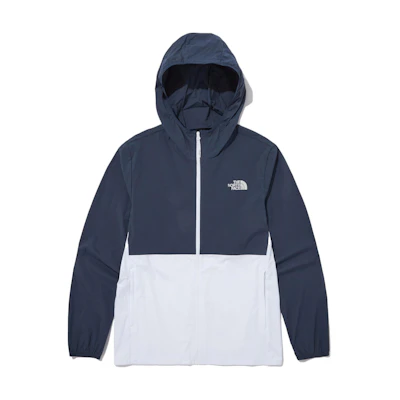 TNF Blue Hooded Zip-Up Patchwork Jacket NJ5JP02J