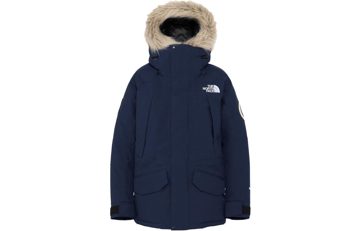 TNF Blue Logo Hooded Jacket with Detachable Fur For Men ND92342-UN