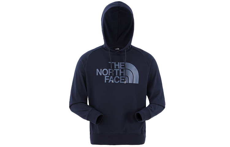 TNF Blue Logo Print Knit Long Sleeve Hoodie - Unisex Style NF0A497I-H2G