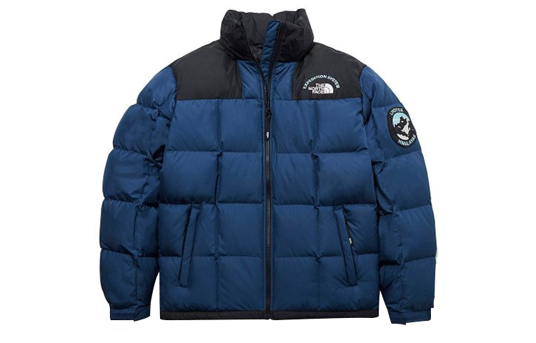 TNF Blue Patchwork High-neck Windproof Down Jacket NJ1DL56B