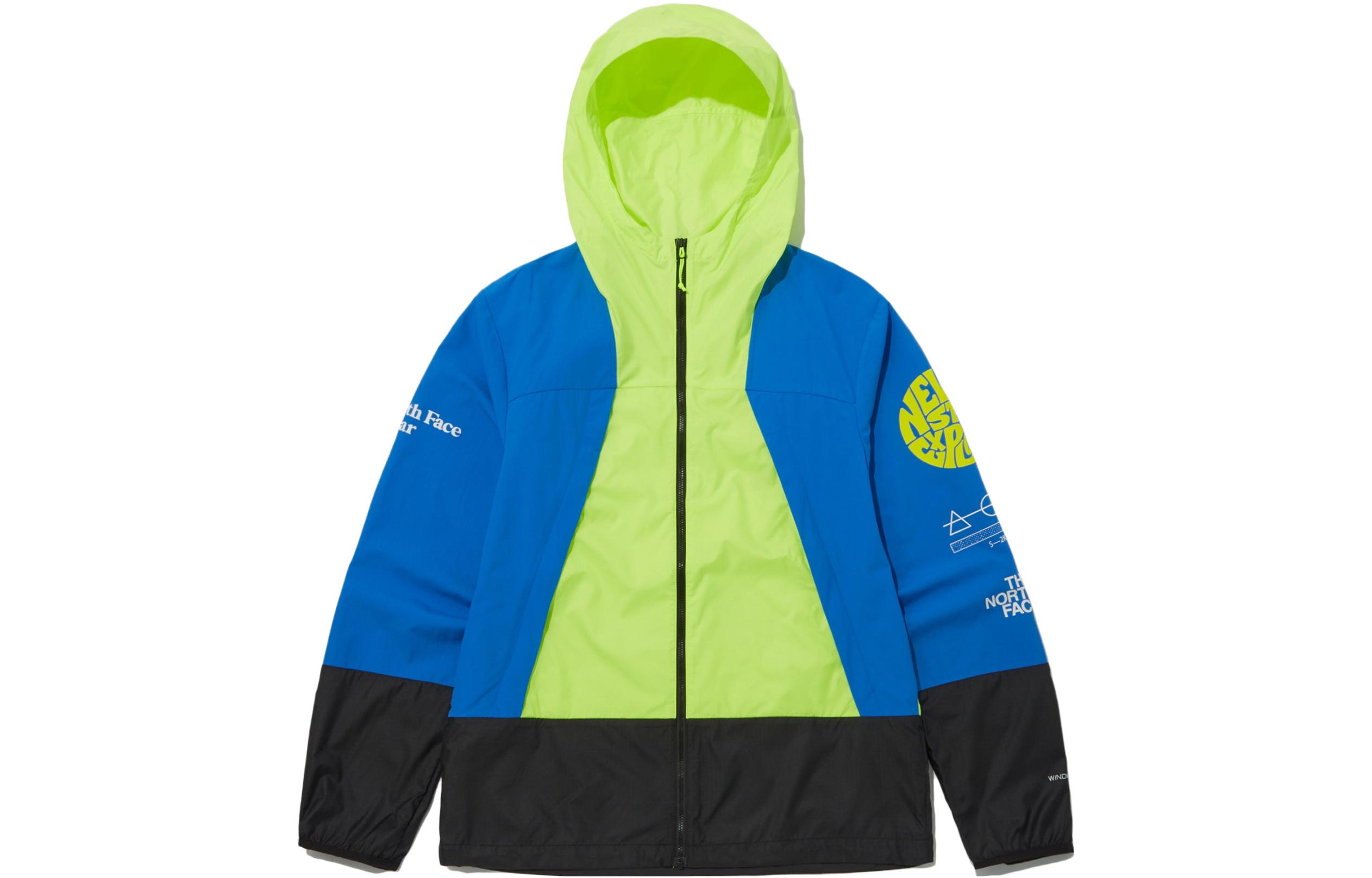 TNF Blue Patchwork Letter Print Zip Hoodie Jacket NJ3BP29C