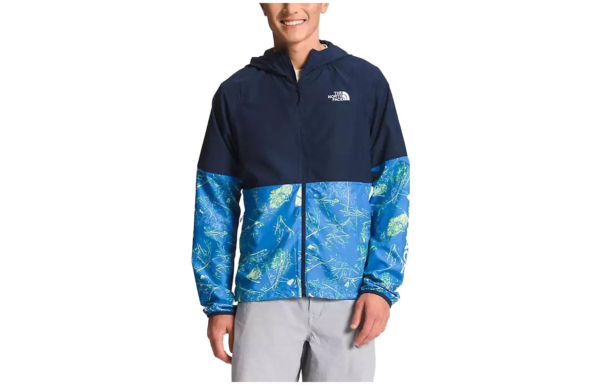 TNF Blue Patchwork Printed Hooded Jacket NF0A82QQ-IQZ