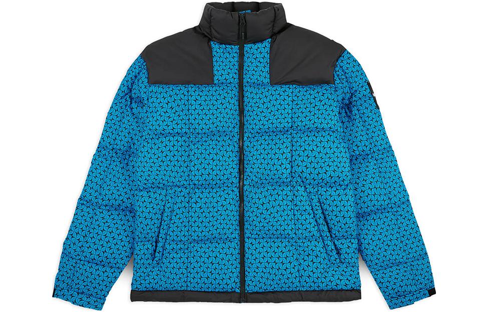 TNF Blue Print Patchwork Zip Stand Collar Jacket NF0A3Y23-JA7