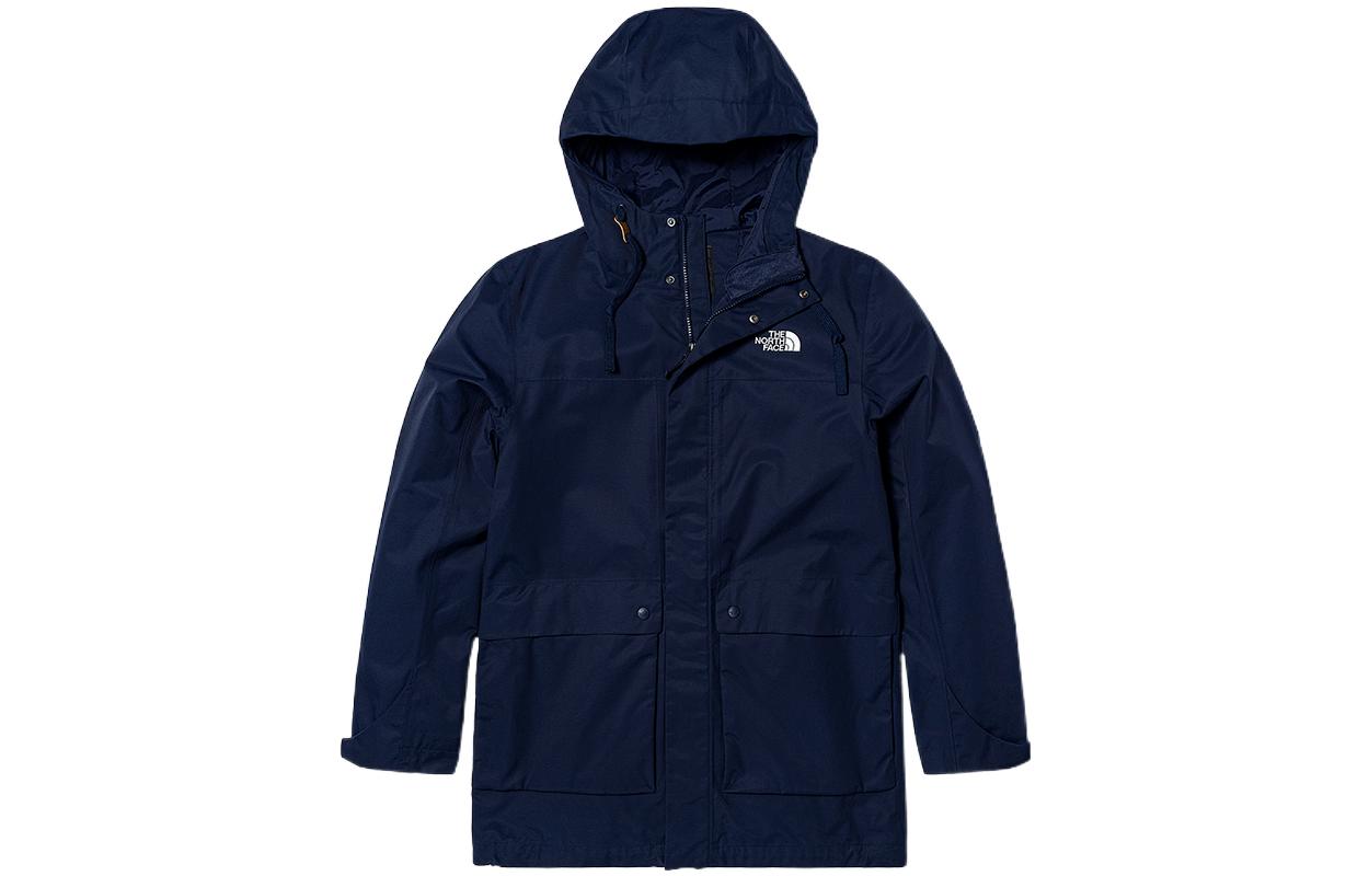 TNF Blue Solid Color Logo Embroidered Hooded Jacket NF0A81QW-L4U