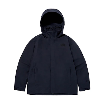 TNF Blue Solid Color Loose-Fit Hooded Zip Jacket NJ2GQ04B-NAV